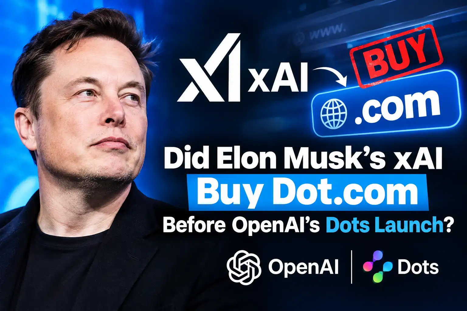 Did Elon Musk's xAI Buy Dot.com Before OpenAI's Dots Launch?